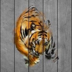 Картина на дереве Дом Корлеоне Крадущийся тигр 60x60 см
