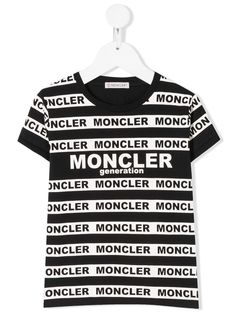 Moncler Enfant полосатая футболка с логотипом