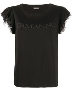 Ermanno Scervino декорированная футболка с сетчатыми оборками
