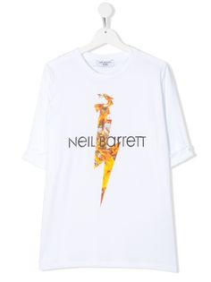 Neil Barrett Kids футболка с круглым вырезом и логотипом