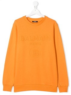 Balmain Kids толстовка с тисненым логотипом