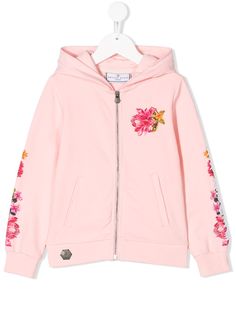 Philipp Plein худи на молнии с цветочным принтом