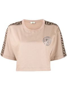 Fendi укороченная футболка в полоску с логотипом