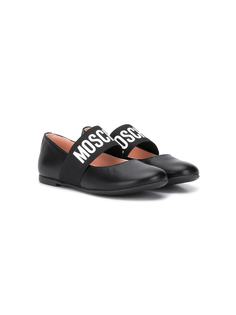 Moschino Kids балетки с ремешками и логотипом
