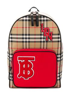 Burberry Kids клетчатый рюкзак с нашивкой-логотипом