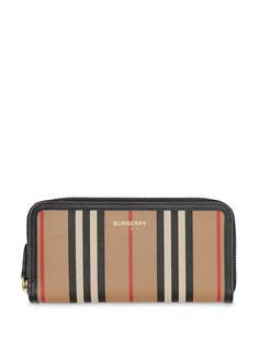 Burberry кошелек с круговой молнией и полосками Icon Stripe