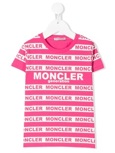 Moncler Enfant футболка в полоску с логотипом