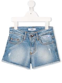 MSGM Kids джинсовые шорты с эффектом потертости