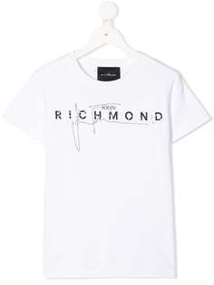 John Richmond Junior футболка со стразами и логотипом