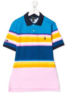 Ralph Lauren Kids полосатая рубашка-поло в стиле колор-блок