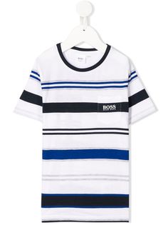 BOSS Kidswear футболка в полоску с нагрудным карманом