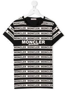 Moncler Kids полосатая футболка с логотипом