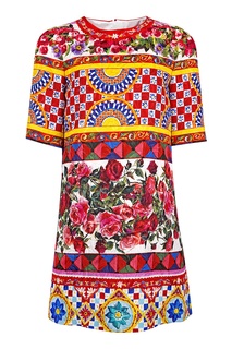 Платье из хлопка и шелка Dolce & Gabbana