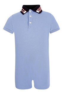 Голубой комбинезон с контрастным воротником Gucci