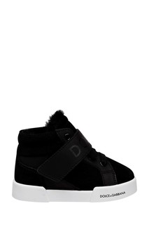 Высокие замшевые кеды с логотипом Dolce & Gabbana