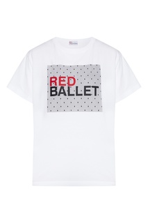 Белая футболка с отделкой из тюля Red Valentino