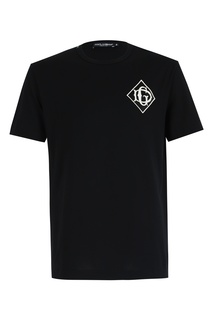 Черная футболка с эмблемой сбоку Dolce & Gabbana