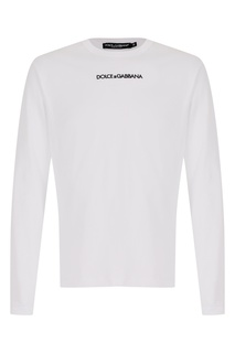 Белый лонгслив с логотипом Dolce & Gabbana