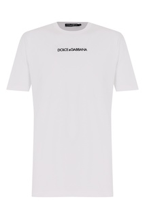Белая футболка с мелким логотипом Dolce & Gabbana