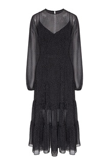 Черное платье с узором и завязками Yana Dress
