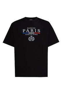 Черная футболка с логотипом Balenciaga Paris