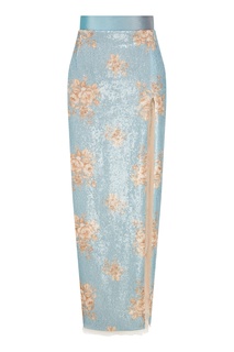 Голубая миди-юбка с блеском Ulyana Sergeenko