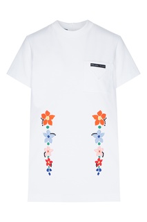 Белая футболка с цветами Prada