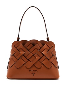 Большая плетеная сумка Prada