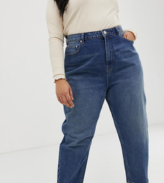 Темно-синие джинсы бойфренда со свободными штанинами ASOS DESIGN Curve-Синий