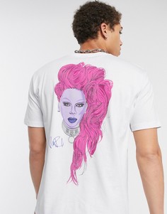 Свободная футболка с принтом на груди и спине ASOS DESIGN-Белый