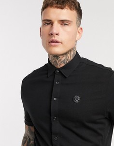 Черная трикотажная рубашка с короткими рукавами и логотипом Religion-Черный цвет
