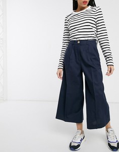 Льняные кюлоты ASOS DESIGN-Темно-синий