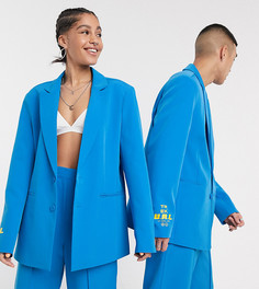 Oversized-пиджак в стиле унисекс с принтом COLLUSION-Синий