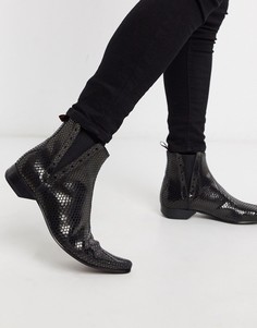 Черные ботинки челси со змеиным рисунком Jeffery West-Черный