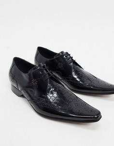 Черные туфли на шнуровке с крокодиловым эффектом Jeffery West-Черный