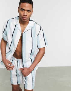 Рубашка в бело-голубую полоску Nicce-Голубой