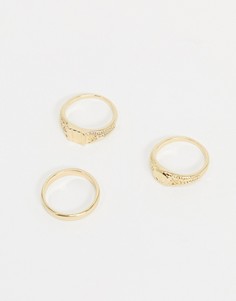 Золотистое кольцо-печатка DesignB-Золотой