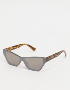 Солнцезащитные очки "кошачий глаз" с принтом "зебра" на оправе Bershka-Черный