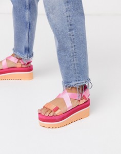 Розовые сандалии на плоской платформе Tommy Jeans-Красный