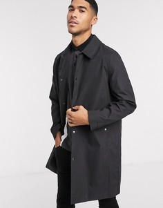 Черный хлопковый макинтош с покрытием Topman