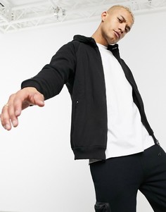 Черный худи на молнии с надписью "New York" на спине Bershka