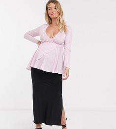 Черная трикотажная юбка миди с разрезом ASOS DESIGN Maternity-Черный цвет