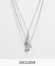 Многоярусное серебристое ожерелье с подвесками Reclaimed Vintage-Серебряный