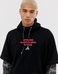 Худи с камуфляжными двухслойными рукавами AAPE By A Bathing Ape-Черный