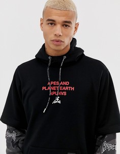 Худи с камуфляжными двухслойными рукавами AAPE By A Bathing Ape-Черный