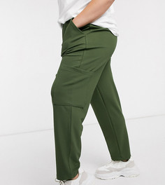 Трикотажные брюки галифе в стиле милитари с карманами ASOS DESIGN Curve-Зеленый