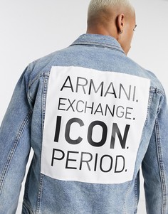 Джинсовая куртка с отделкой на спине Armani Exchange-Синий