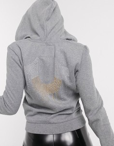 Худи серого цвета на молнии True Religion-Серый