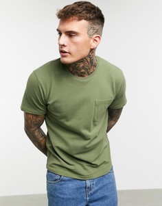Футболка цвета хаки с карманом Celio-Зеленый