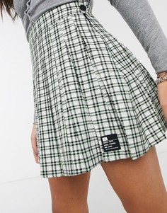 Мини-юбка в клетку со складками Bershka-Зеленый